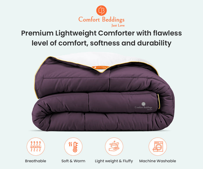 White and Plum Reversible Comforter