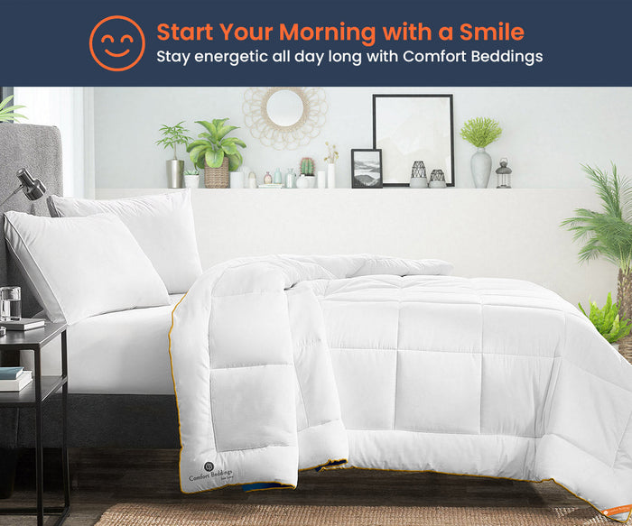 White and Turquoise Reversible Comforter