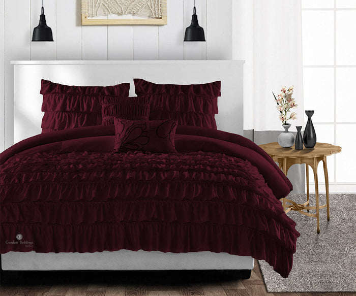 Wine Ruffle Comforter
