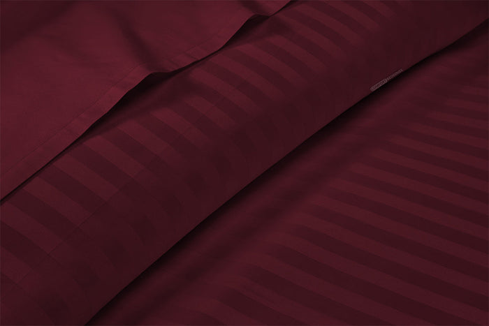 Wine Stripe Split King Sheets Set
