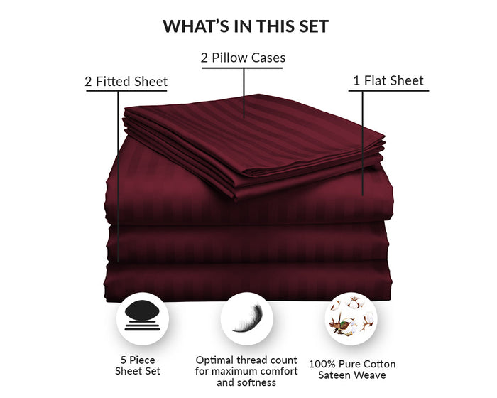 Wine Stripe Split Sheet Set