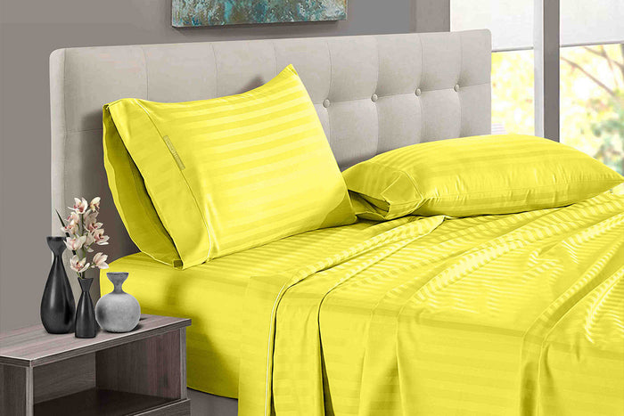 Yellow Stripe Split King Sheets