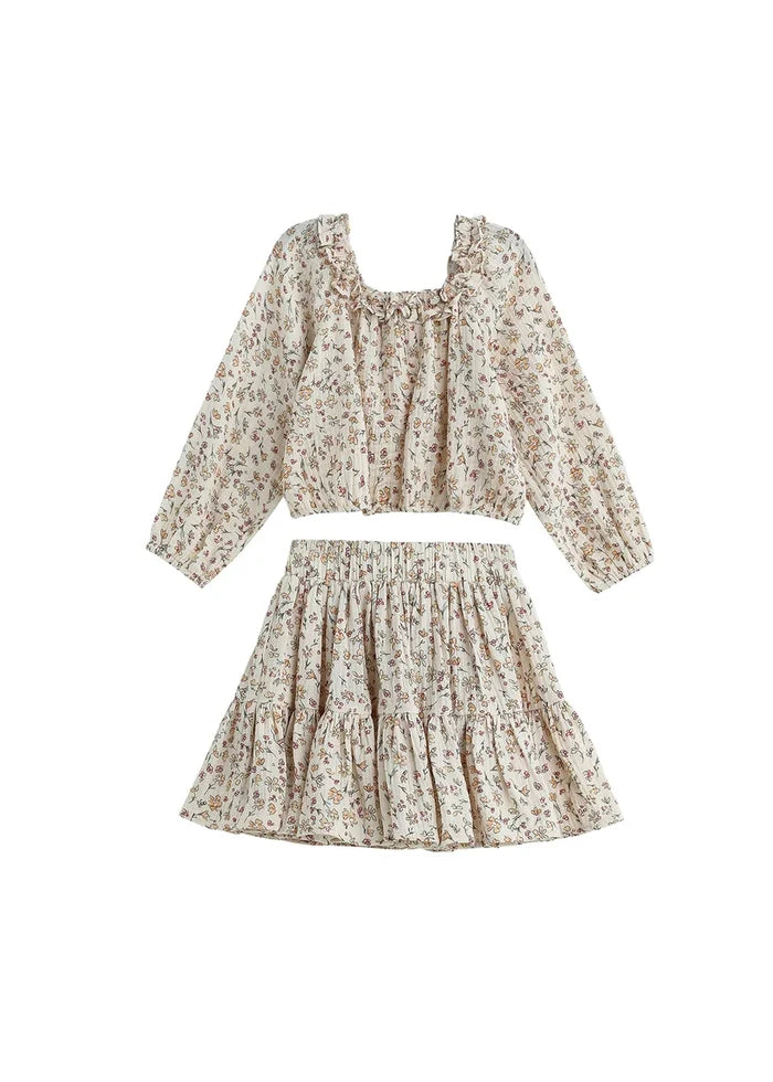Mabel & Honey Autumn Breeze 2 pc. Set-Tan/Orange Floral