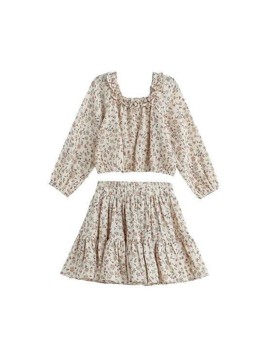 Mabel & Honey Autumn Breeze 2 pc. Set-Tan/Orange Floral
