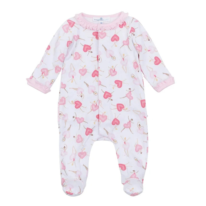 Magnolia Baby Dancing Hearts Zipper Footie