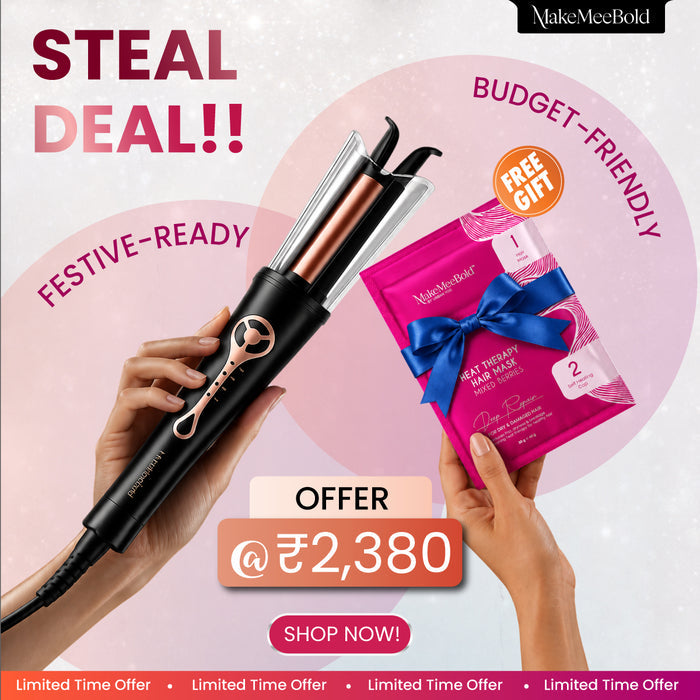 MakeMeeBold Automatic Hair Curler + MakeMeeBold Heat Therapy Hair Mask | Pack of 1