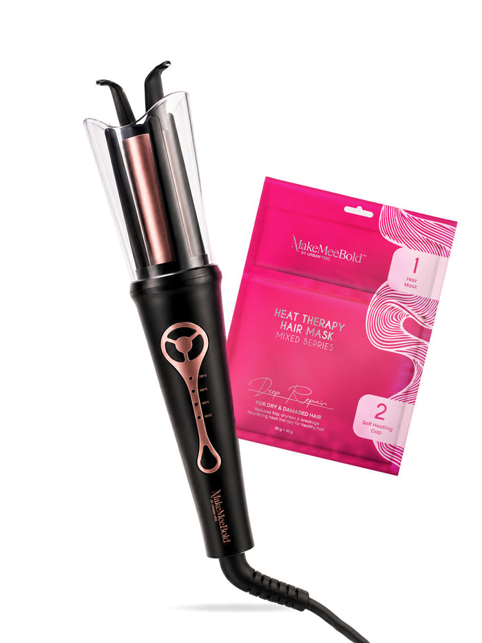 MakeMeeBold Automatic Hair Curler + MakeMeeBold Heat Therapy Hair Mask | Pack of 1