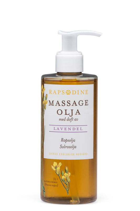 Svensk, ekologisk och vegansk massageolja, 250 ml från Rapsodine