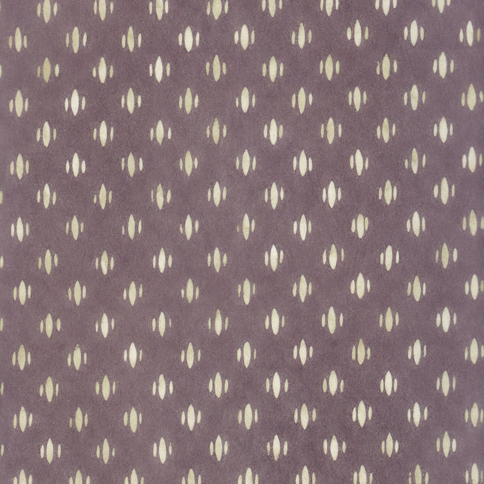 Maude Plum wallpaper with soft cream geometric motifs, made to order and manufactured in the USA with short lead times