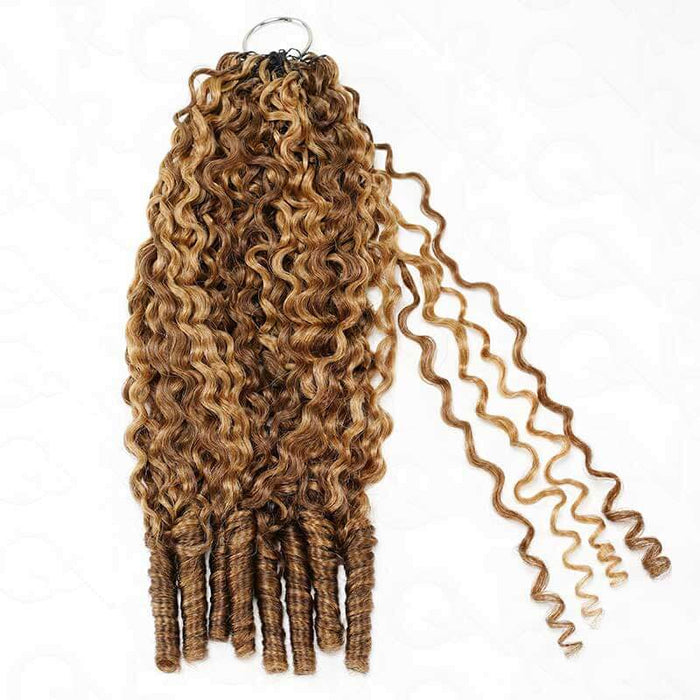 qvr hair crochet hair, blonde highlights, kinky curly texture