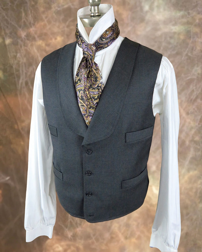 Men's Shawl Vest - Grey