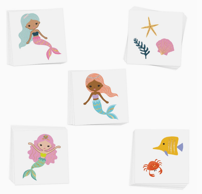 Mermaid Lagoon Kids Metallic Temporary Tattoo Variety Set