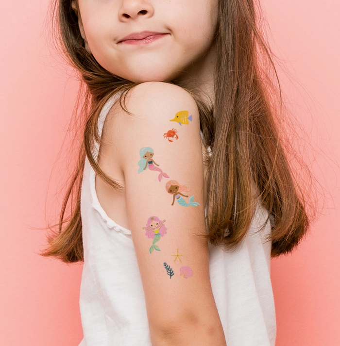 Mermaid Lagoon Kids Metallic Temporary Tattoo Variety Set
