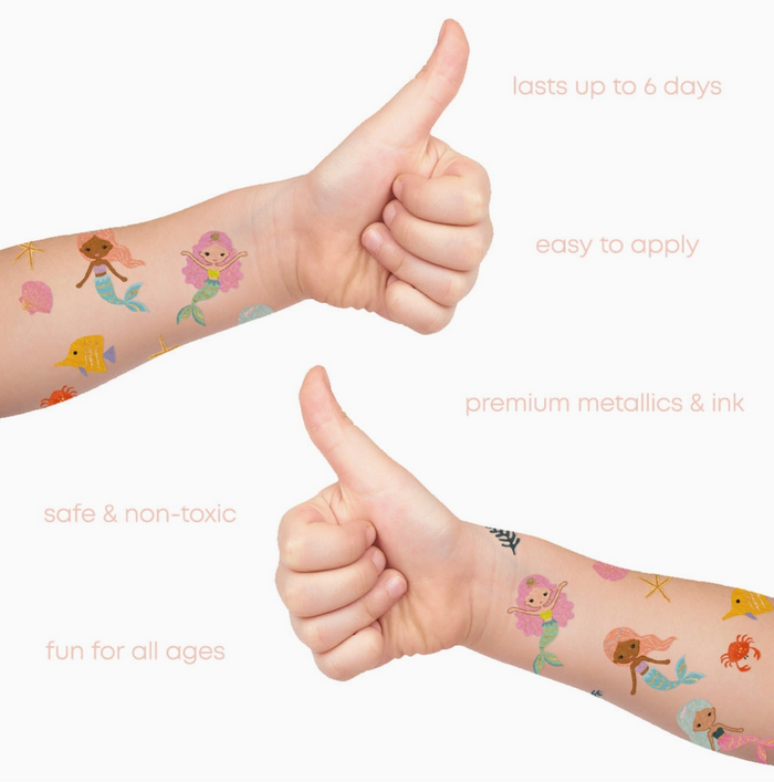 Mermaid Lagoon Kids Metallic Temporary Tattoo Variety Set