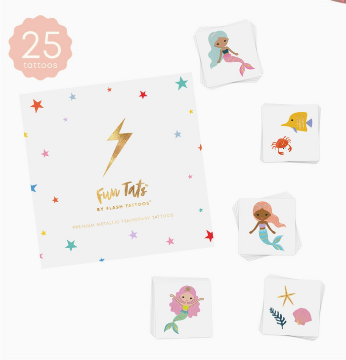 Mermaid Lagoon Kids Metallic Temporary Tattoo Variety Set
