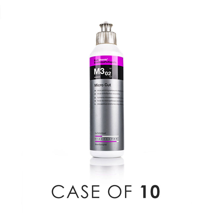 Koch-Chemie Micro Cut 250ml front view with the text "Case of 10" on a white background.