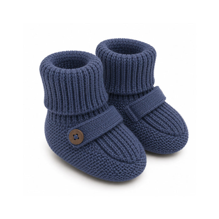 Indigo Heather Milan Heather Knit Newborn Baby Booties