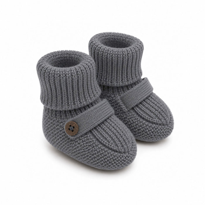 Charcoal Heather Milan Heather Knit Newborn Baby Booties