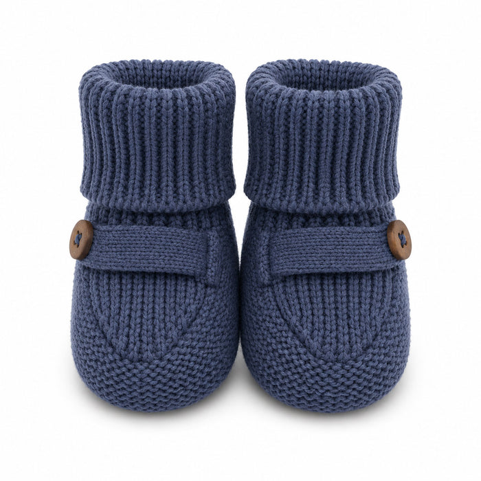 Milan Heather Knit Newborn Baby Booties, Indigo Heather