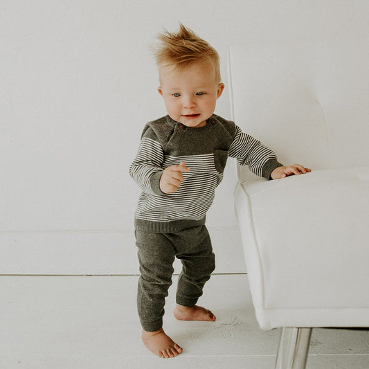 Milan Organic Cotton Heather Knit Raglan Pullover for Babies by Viverano