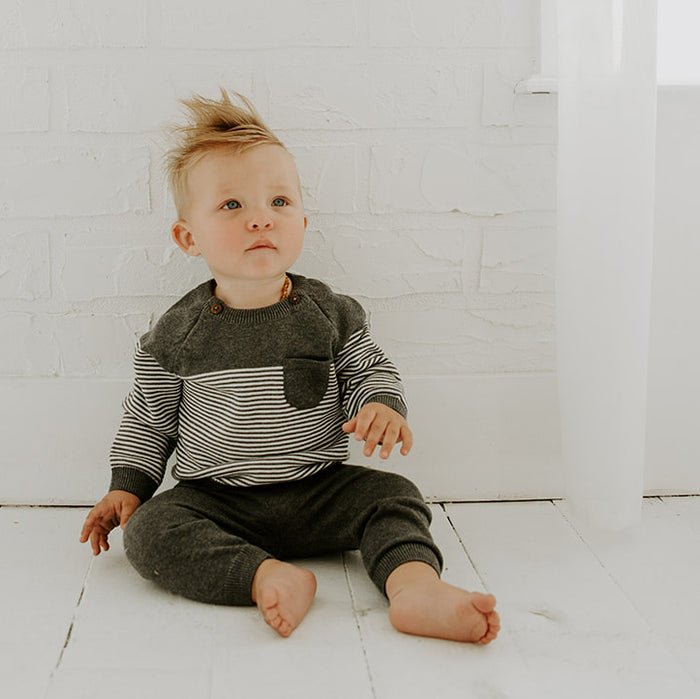 Milan Organic Cotton Heather Knit Raglan Pullover for Babies by Viverano
