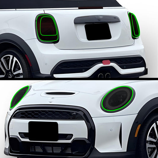 Full Headlight Taillight Precut Smoked PPF Tint Kit Film Overlay Fits Mini Cooper 2019 - 2024 - Bogar Tech Designs
