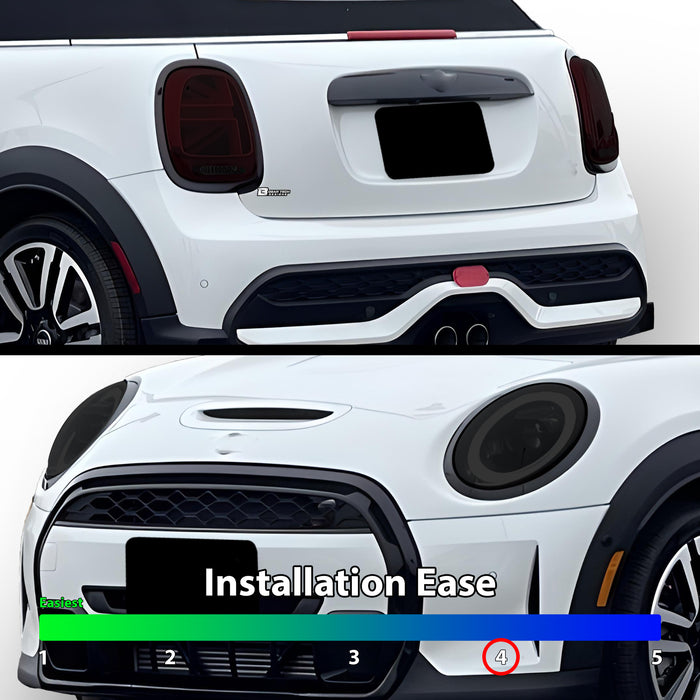 Full Headlight Taillight Precut Smoked PPF Tint Kit Film Overlay Fits Mini Cooper 2019 - 2024 - Bogar Tech Designs