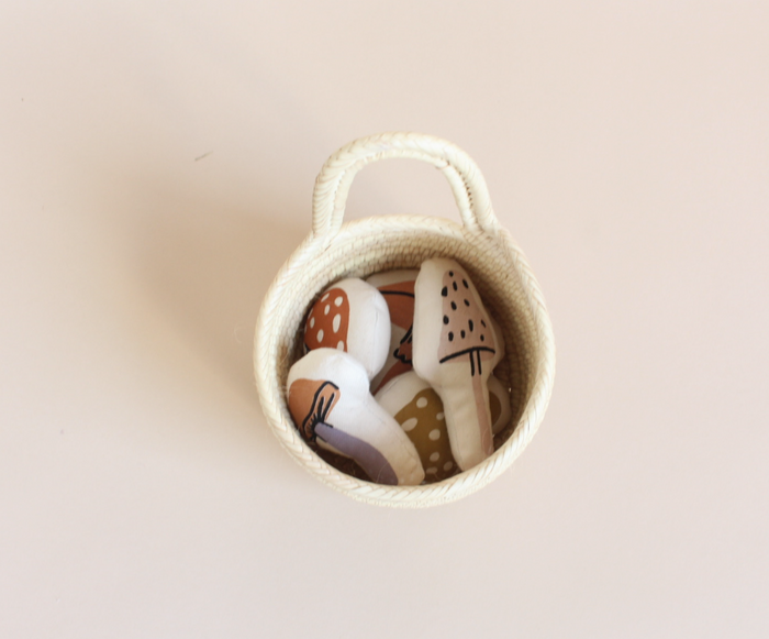 Mini Mushroom Basket Natural Reed Material