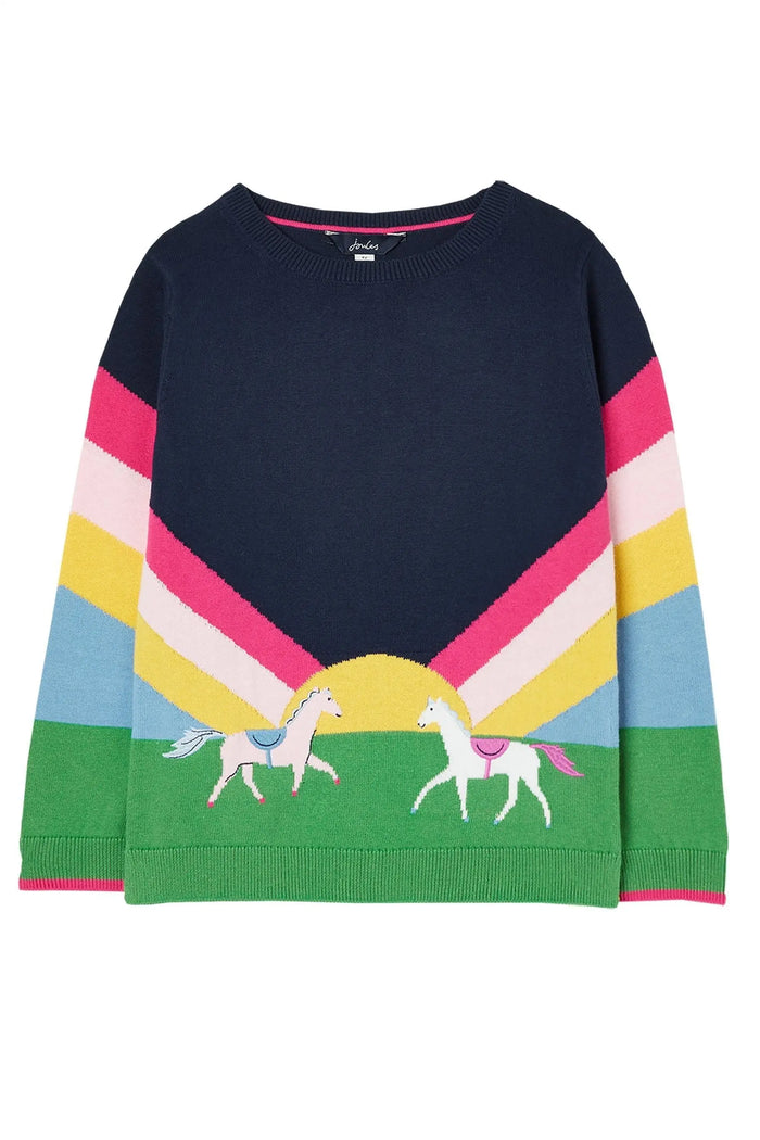 Miranda Crewneck Sweater - Rainbow Horse  | Joules | Joules | Jenni Kidz