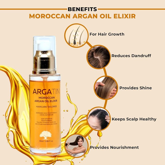 Moroccan Argan Oil Elixir For Dull & Dry Hair 100% Organic - 55ml