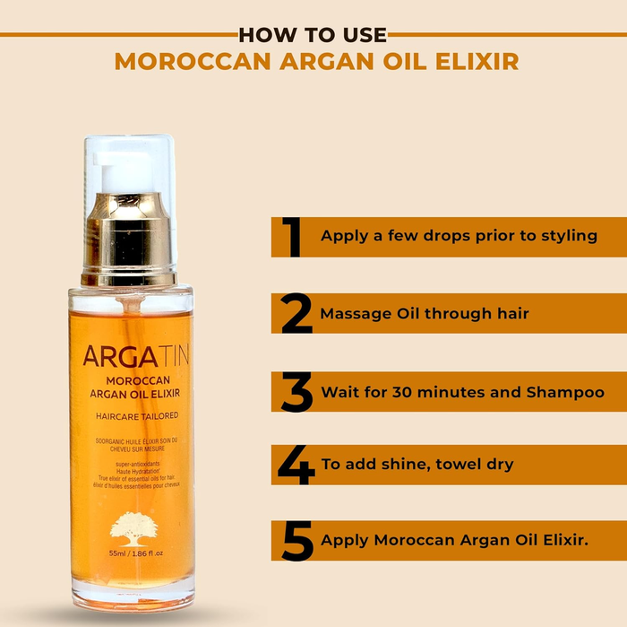Moroccan Argan Oil Elixir For Dull & Dry Hair 100% Organic - 55ml