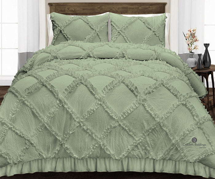 Moss Diamond Ruffle Comforter