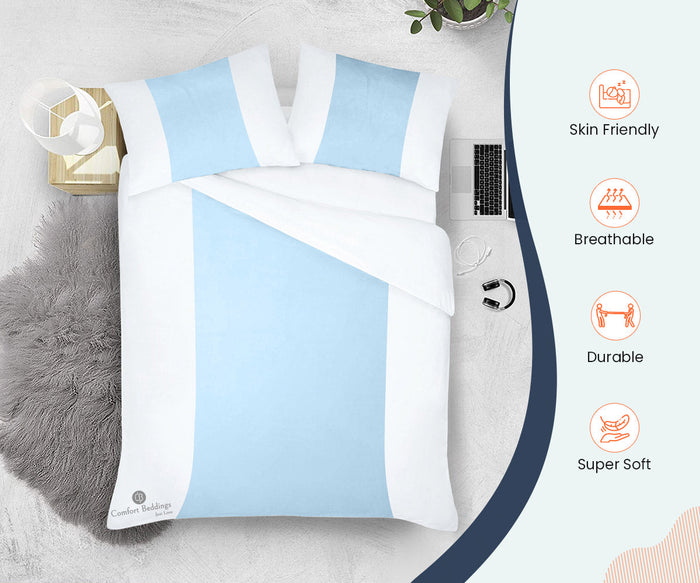 Light Blue contrast Color Bar Duvet Covers