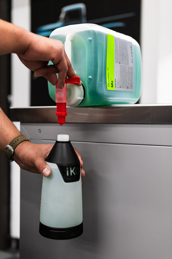 Koch-Chemie Multi Star 5 Liter being poured into an iK sprayer container.