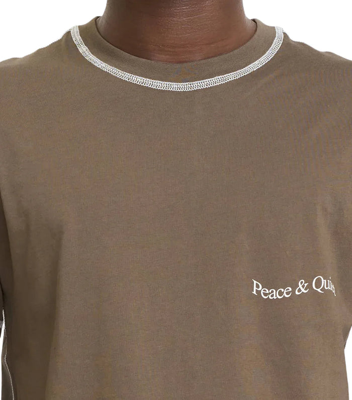 Museum of Peace & Quiet Wordmark Reverse Stitched T-Shirt Brown