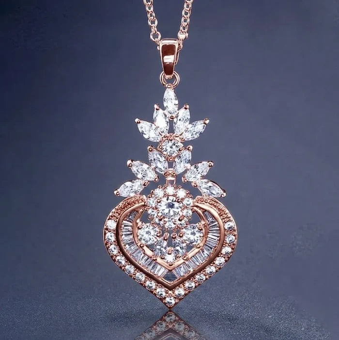 Wedding Jewelry - Cubic Zirconia Bridal Necklace - Available in Silver, Rose Gold and Yellow Gold