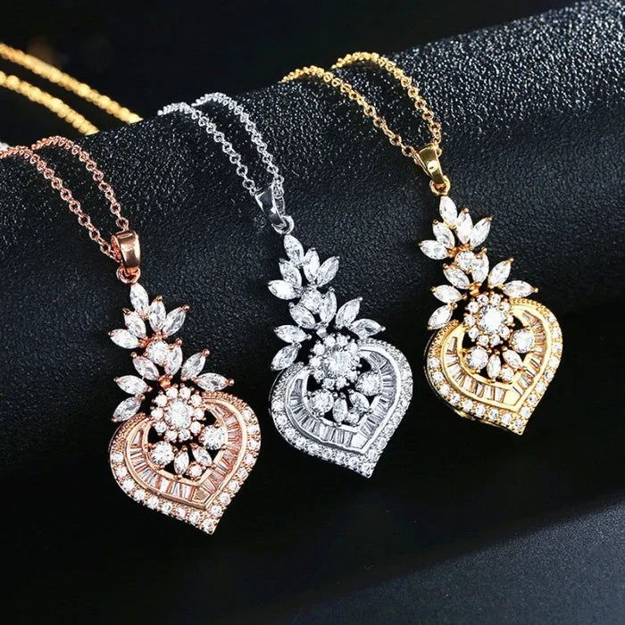 Wedding Jewelry - Cubic Zirconia Bridal Necklace - Available in Silver, Rose Gold and Yellow Gold