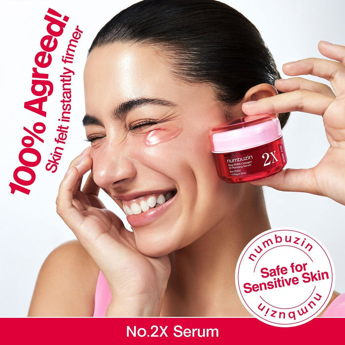 Numbuzin No.2 Rose PDRN Collagen 2X Plumping Serum + Collagen Shot 30ml - DOKAN