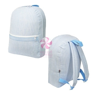 Oh Mint Baby Blue Seersucker Medium Backpack