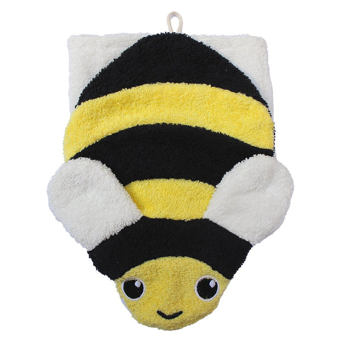 Organic Cotton Bumble Bee Washcloth Puppet - cotton Bath Toys for open-ended play - Size: Child Size