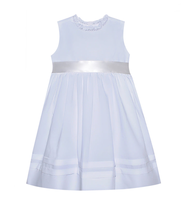P & R Catherine White Dress w/ Ivory Sash