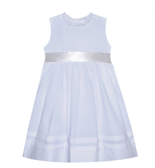 P & R Catherine White Dress w/ Ivory Sash