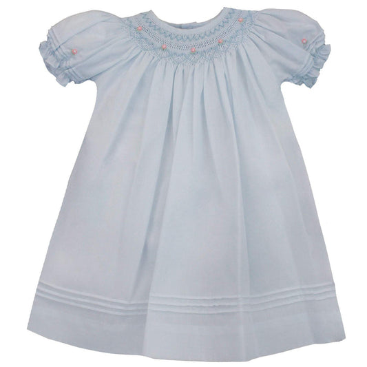 Petit Ami Blue Simple Smocked Daygown