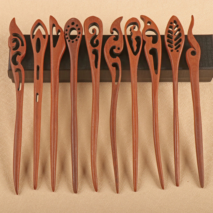 PF076 - 17cm Red Sandalwood Hair Sticks - Wholesale