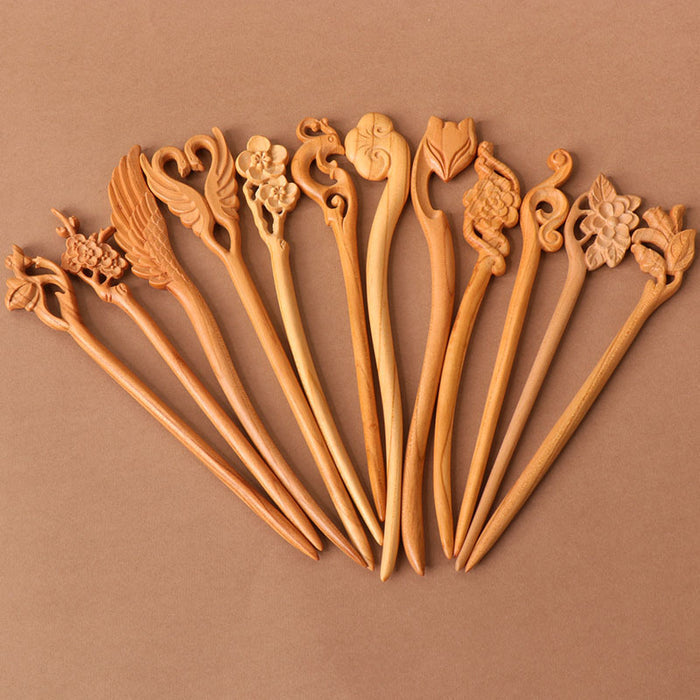 PF101 - 18cm Peach Wood Hair Sticks - Wholesale