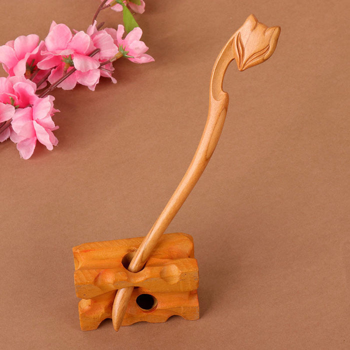 PF101 - 18cm Peach Wood Hair Sticks - Wholesale