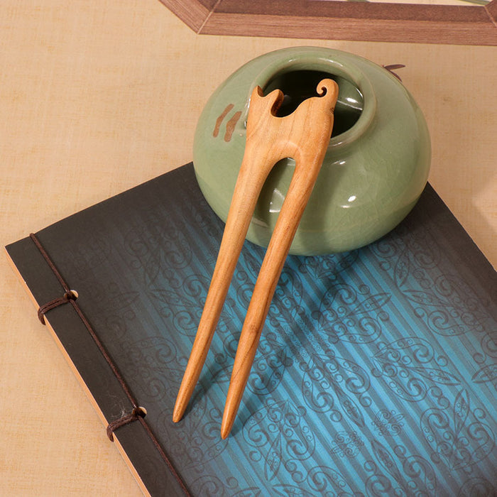 PF119 - U Shape Peach Wood Hair Sticks - Wholesale