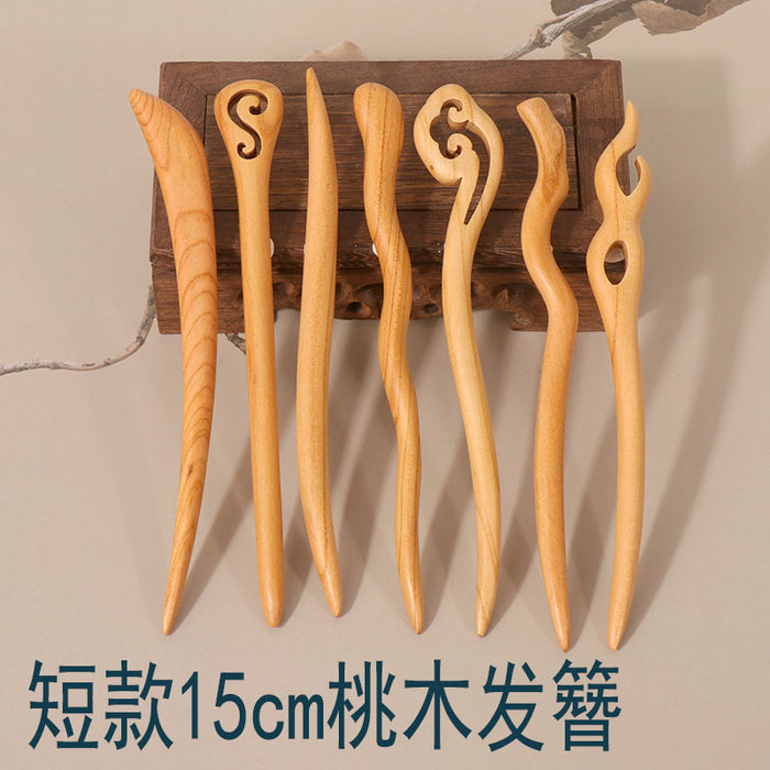 PF125 - 15cm Peach Wood Hair Sticks - Wholesale