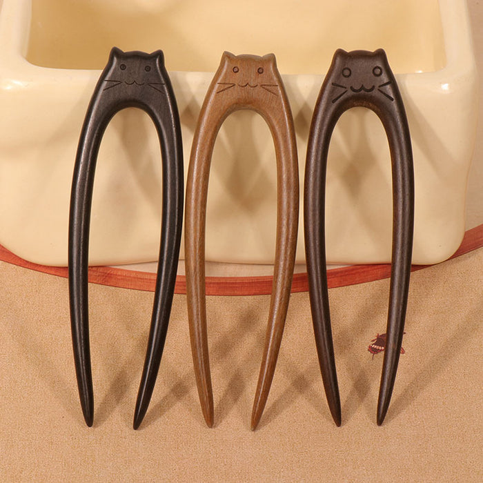 PF133 - Cat Wooden Hair Sticks - Wholesale