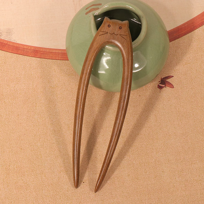 PF133 - Cat Wooden Hair Sticks - Wholesale
